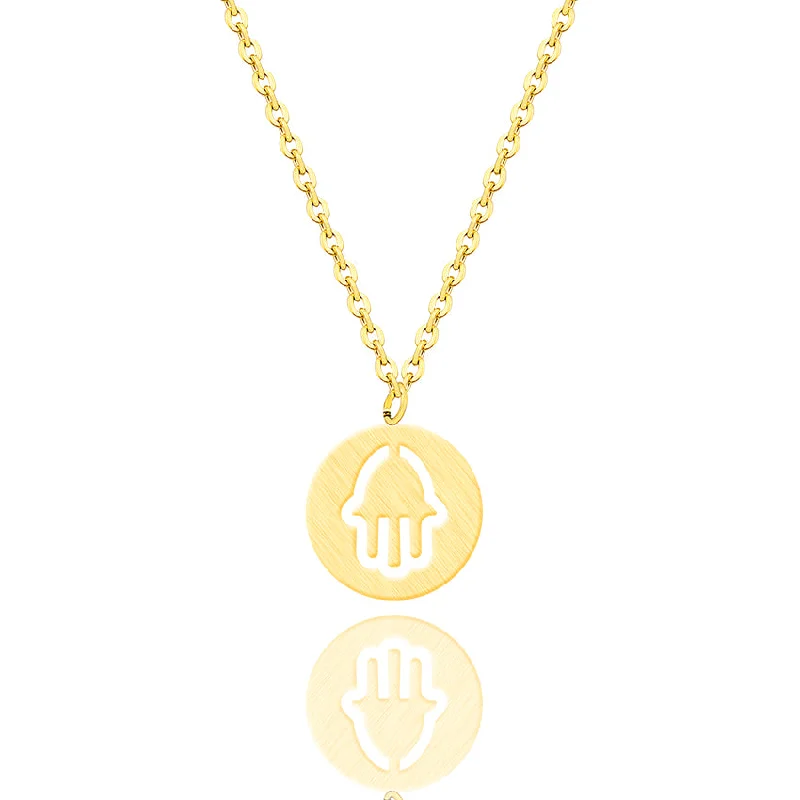 Stylish necklaces and pendants with diamonds for a glamorous and elegant look-Vintage Round Circle Hand Of Hamsa Necklace